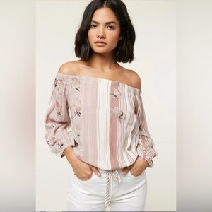 O'Neill Adalyn Off the Shoulder Floral Neutral Blouse Women's Size XS